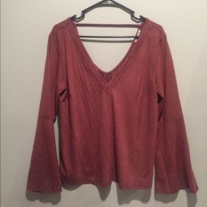 Bell Sleeve Suede Maroon Top